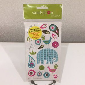 Sandylion Sticker Designs Scrapbook "Paisley & Animals" Stickers 4 Sheets
